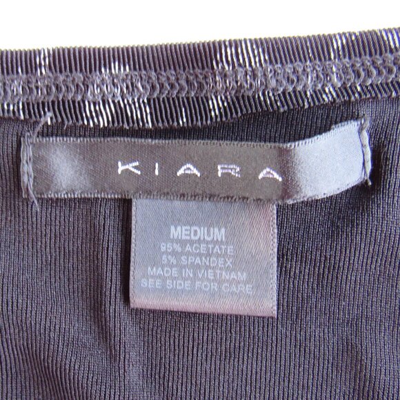 Kiara Women's Boho Sweetheart Neck Long Sleeve Travel Blouse Size M Black Gray - Picture 3 of 6